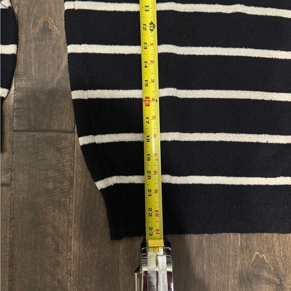 Thread & Supply Navy Stripe Sweater Size L | Coastal Transitional Pullover - Picture 11 of 12